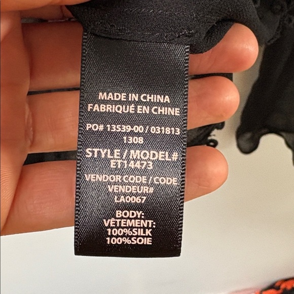 Ella Moss longsleeve blouse top shirt silk embroidered sheer black size XS - Picture 11 of 11